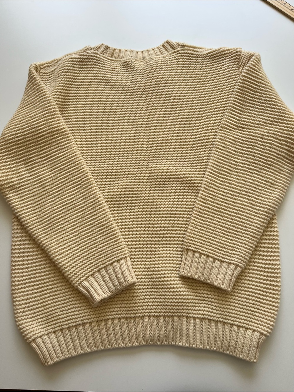 Peregrine England NWT 100% Pure Wool Chunky Knit Crewneck Sweater Cream L - Picture 2 of 4